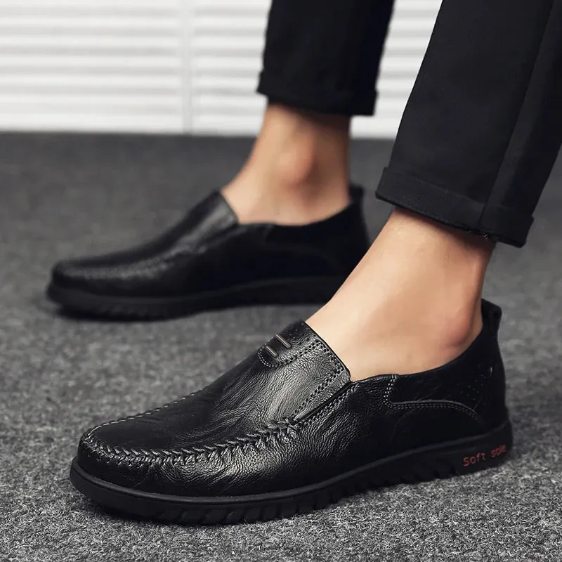 Genuine Leather Men’s Loafers – Luxury Slip-On Moccasins, Casual & Formal Driving Shoes        4o mini
