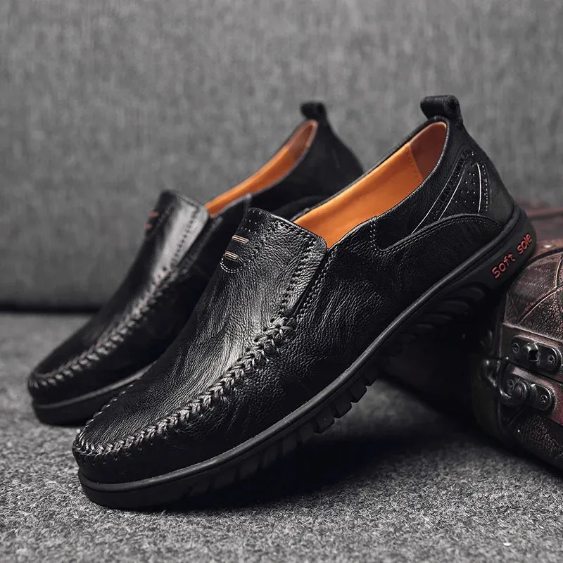 Genuine Leather Men’s Loafers – Luxury Slip-On Moccasins, Casual & Formal Driving Shoes        4o mini