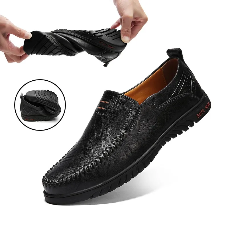 Genuine Leather Men’s Loafers – Luxury Slip-On Moccasins, Casual & Formal Driving Shoes        4o mini