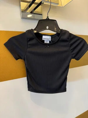 Girls Rib Bow Short Sleeve Top