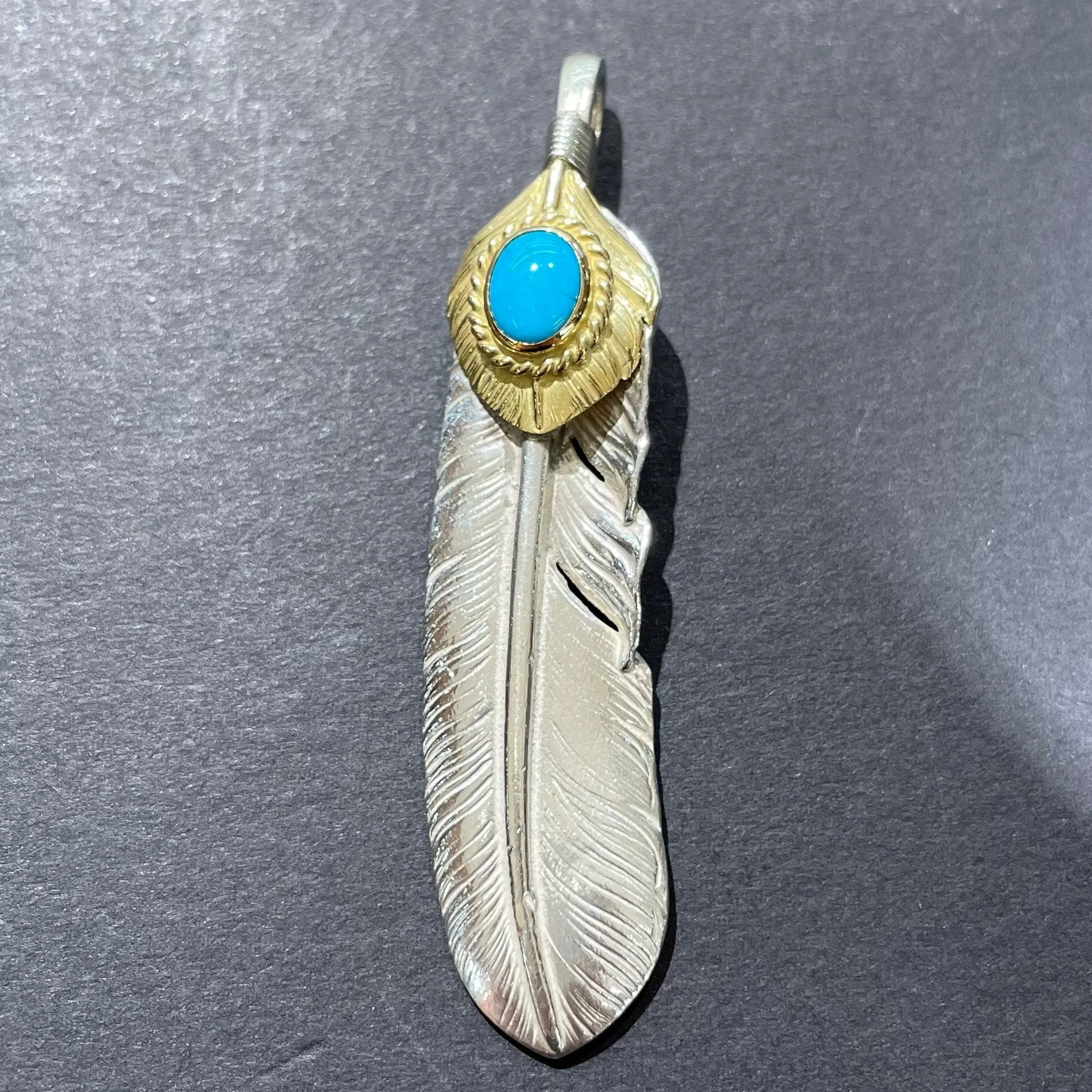 Goros Xl Goro'S Turquoise Feather Gold Rope - Facing Left