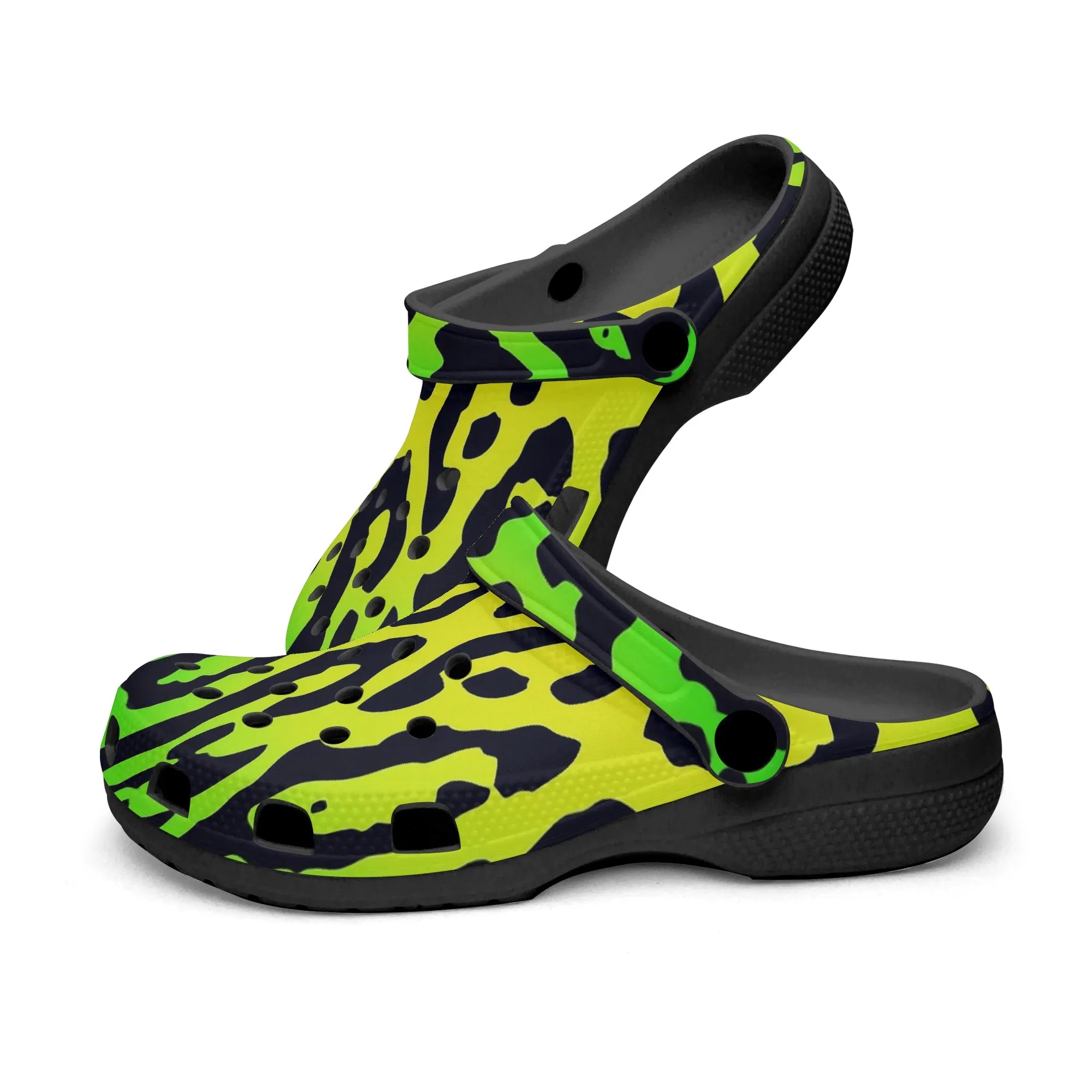 Green Leopard Print Clogs – Stylish & Comfortable Animal Pattern Shoes