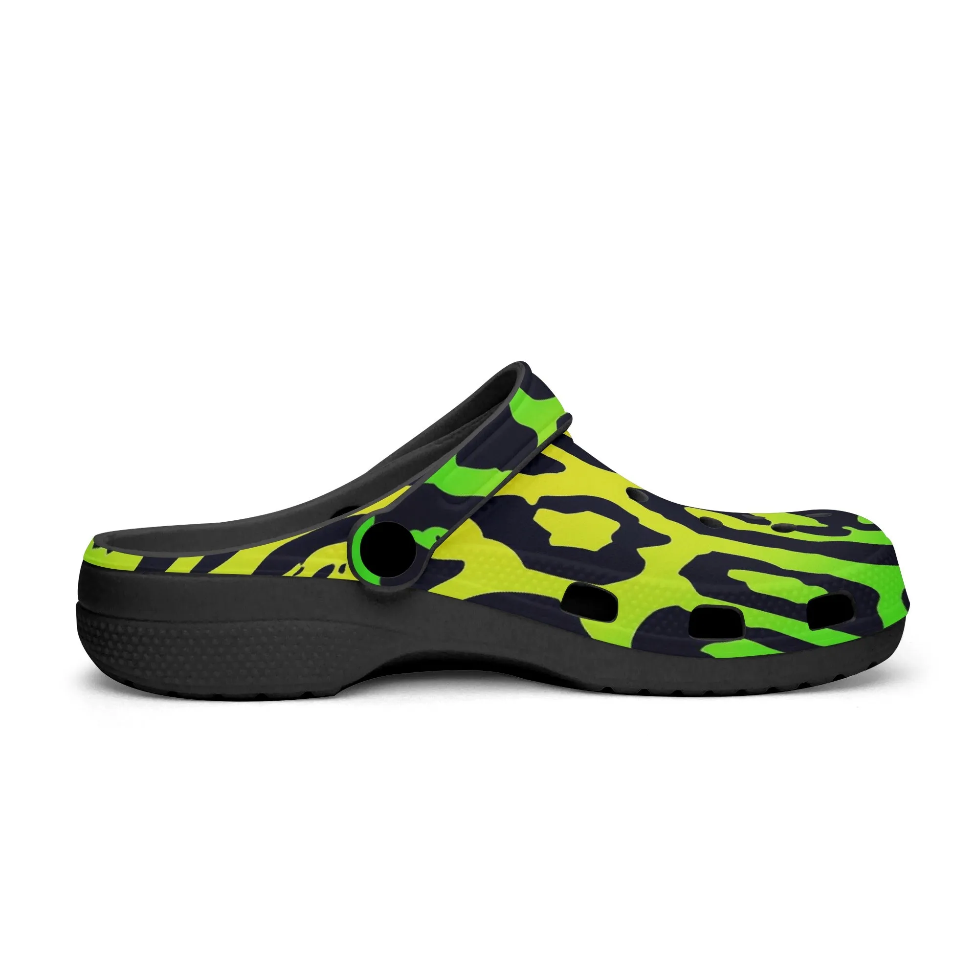 Green Leopard Print Clogs – Stylish & Comfortable Animal Pattern Shoes