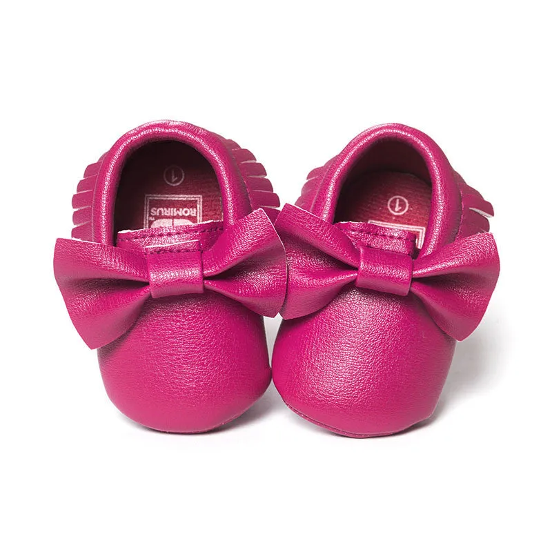 Handmade Soft Bottom Fashion Tassels Baby Moccasin born Babies Shoes 19-colors PU leather Prewalkers Boots