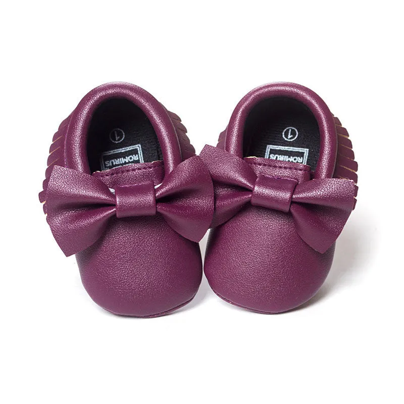 Handmade Soft Bottom Fashion Tassels Baby Moccasin born Babies Shoes 19-colors PU leather Prewalkers Boots
