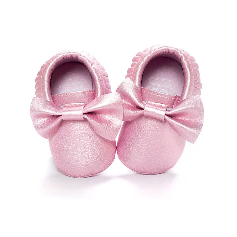 Handmade Soft Bottom Fashion Tassels Baby Moccasin born Babies Shoes 19-colors PU leather Prewalkers Boots