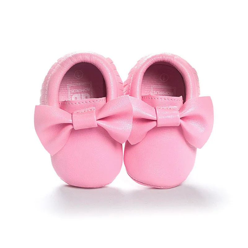 Handmade Soft Bottom Fashion Tassels Baby Moccasin born Babies Shoes 19-colors PU leather Prewalkers Boots
