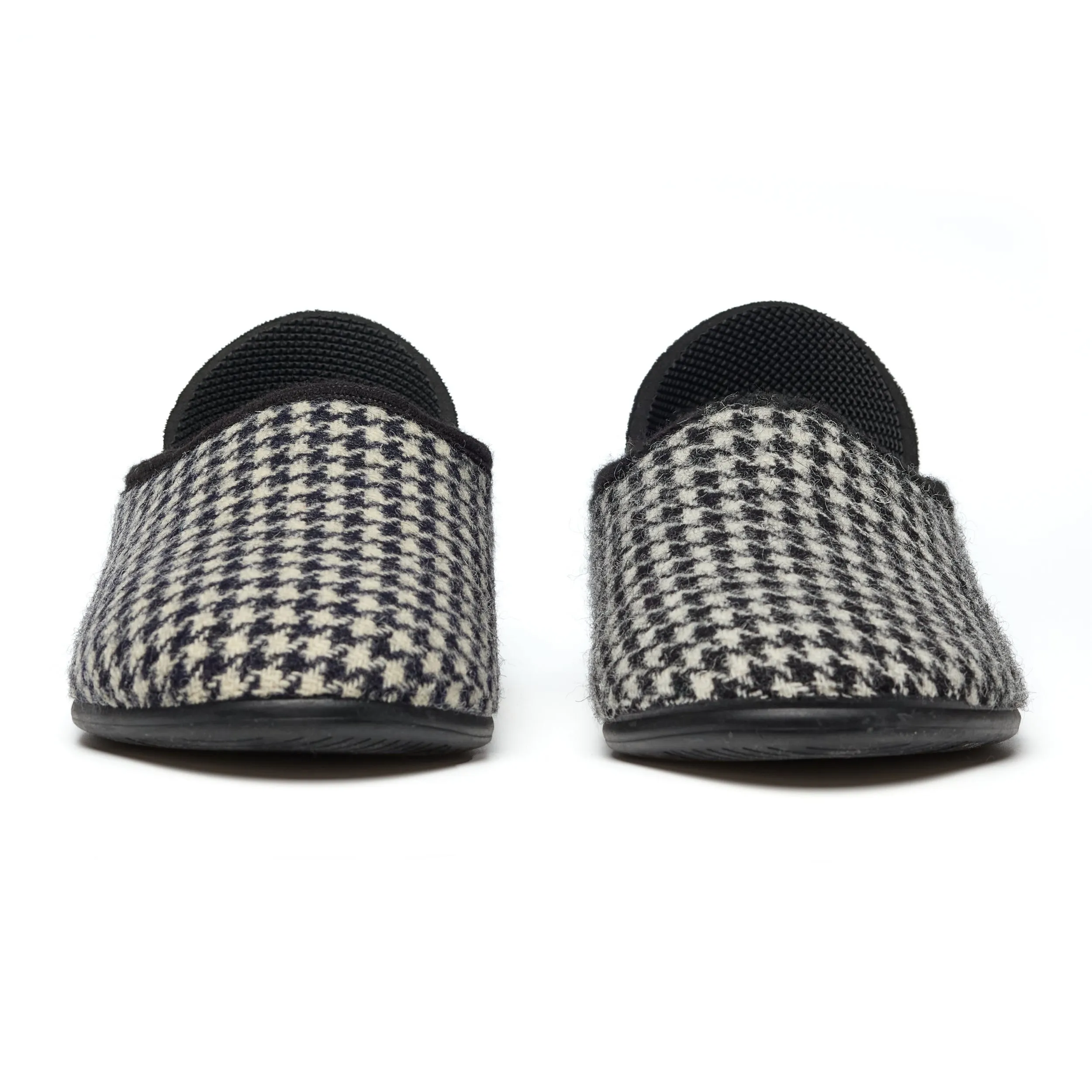 Harry - Harris Tweed Slipper - Black/White Houndstooth