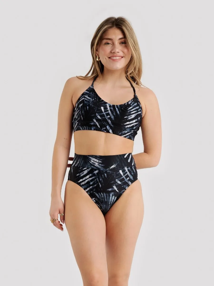 Haut de Bikini Bretelles Dos Croisées Classique - Feuillage Nocturne