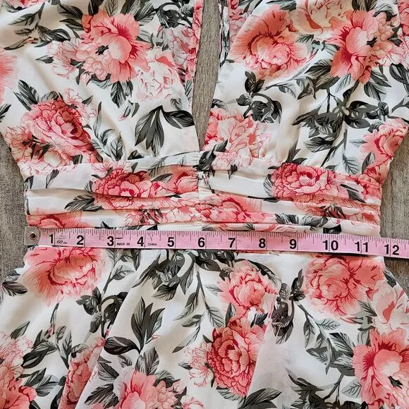 HELLO MOLLY Miami Love Dress Womens Size XS US 2 White Floral Flowy Tiered Mini