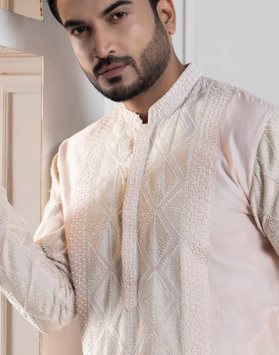 Heritage Blush Embroidered Kurta Set with Intricate Detailing