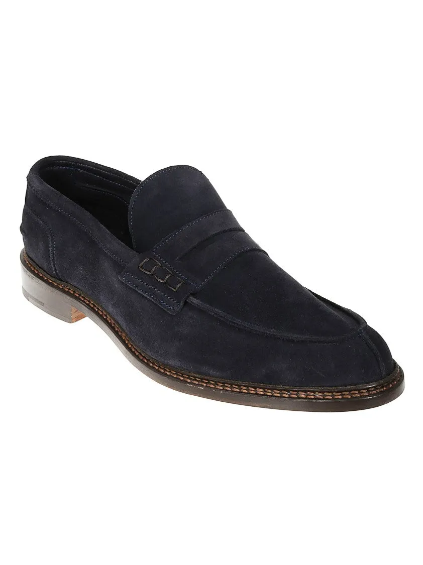 High Quality Navy Suede Moccasin Shoes
