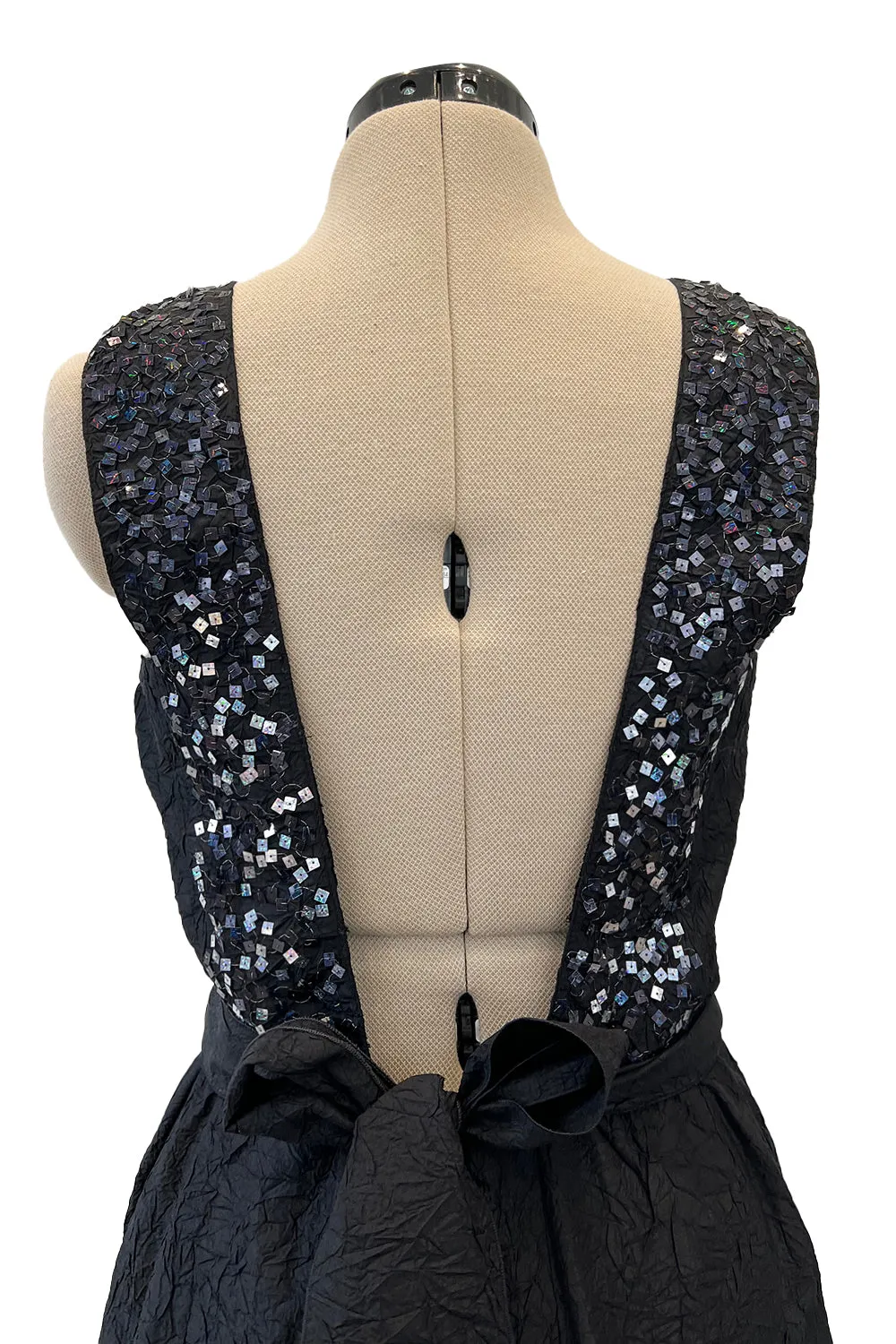 Incredible Cruise 2000 Chanel by Karl Lagerfeld Crinkle Textured Silk Dress w Sequin Detailing