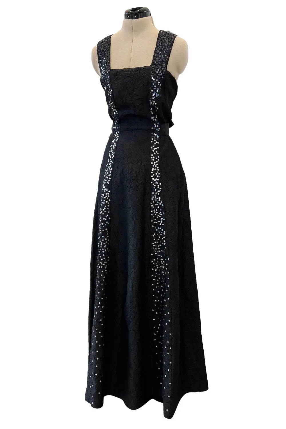 Incredible Cruise 2000 Chanel by Karl Lagerfeld Crinkle Textured Silk Dress w Sequin Detailing
