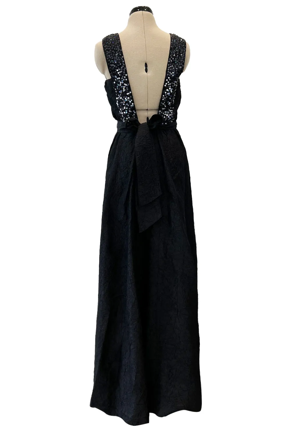 Incredible Cruise 2000 Chanel by Karl Lagerfeld Crinkle Textured Silk Dress w Sequin Detailing