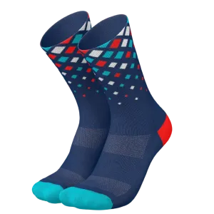 Incylence - Running Crystals Long Sock - Navy Cyan Inferno
