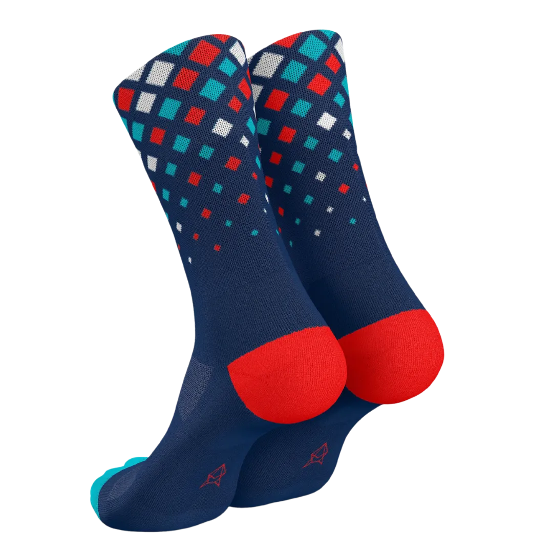 Incylence - Running Crystals Long Sock - Navy Cyan Inferno