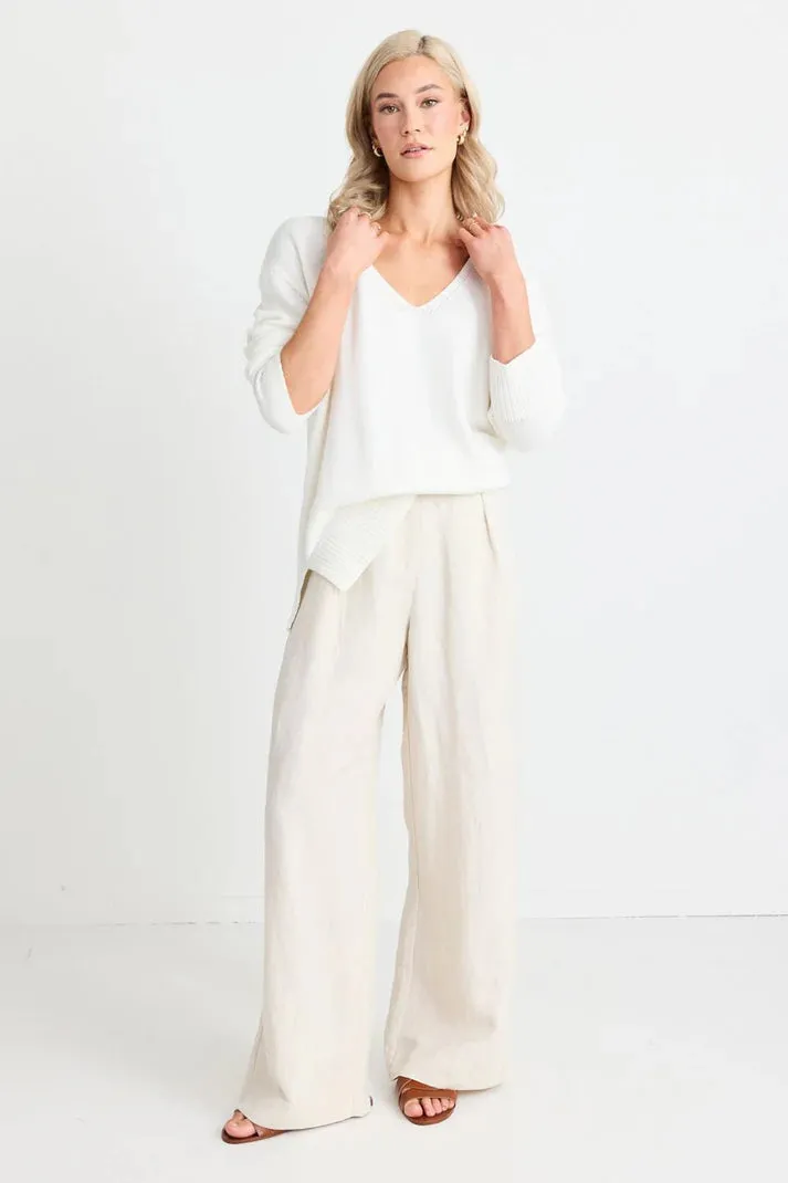 Island Natural Linen Pleat Front Wide Leg Pant
