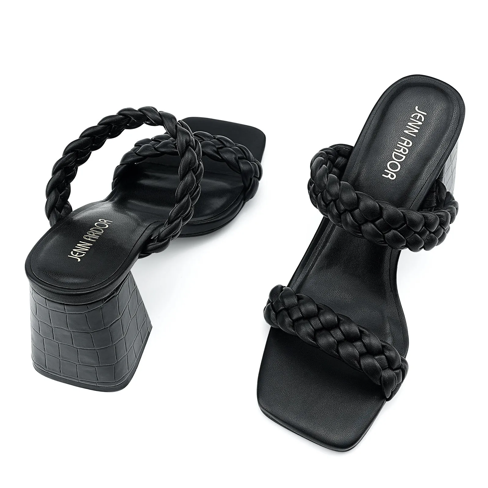 JENN ARDOR Women's Heeled Sandals Chunky Heel Square Toe