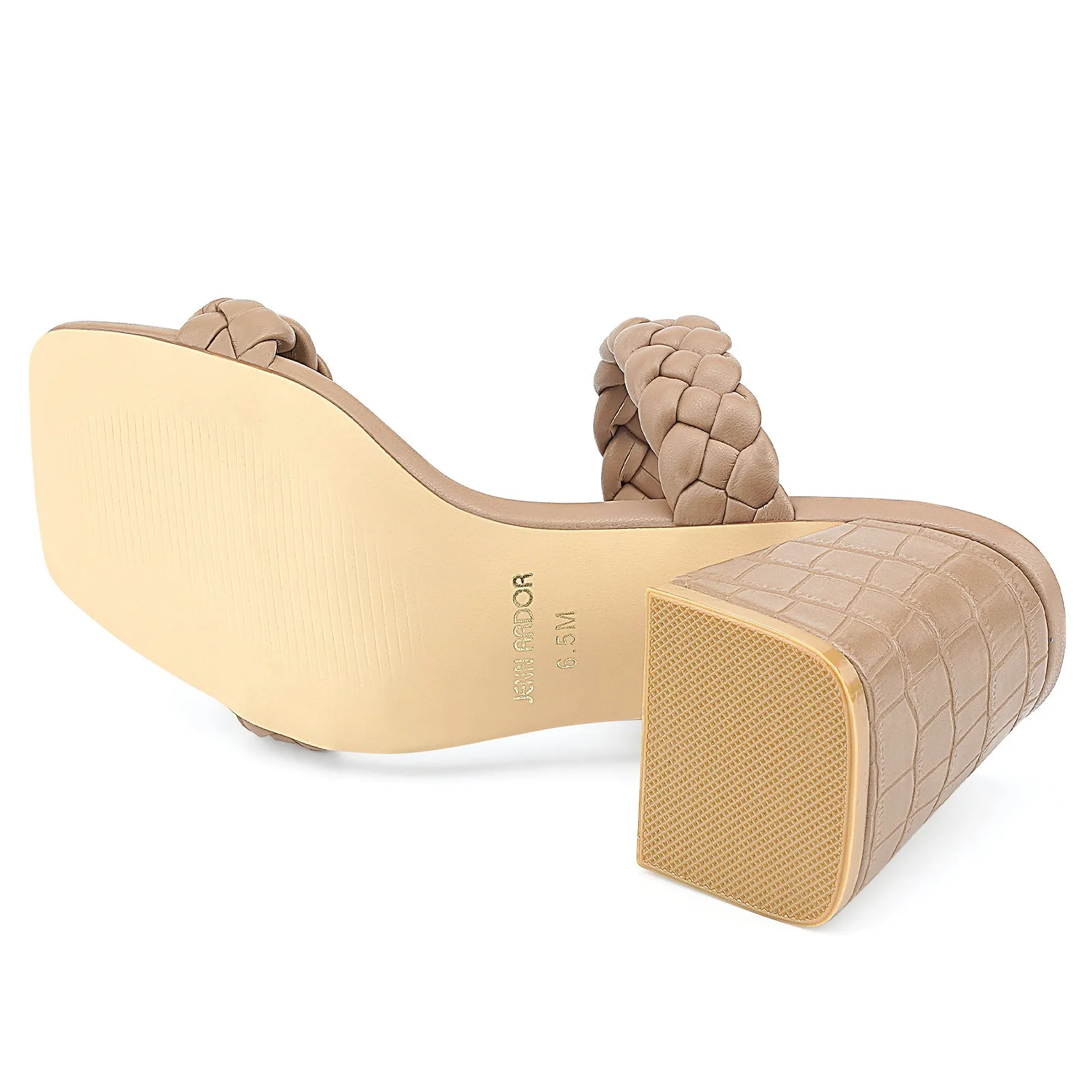 JENN ARDOR Women's Heeled Sandals Chunky Heel Square Toe