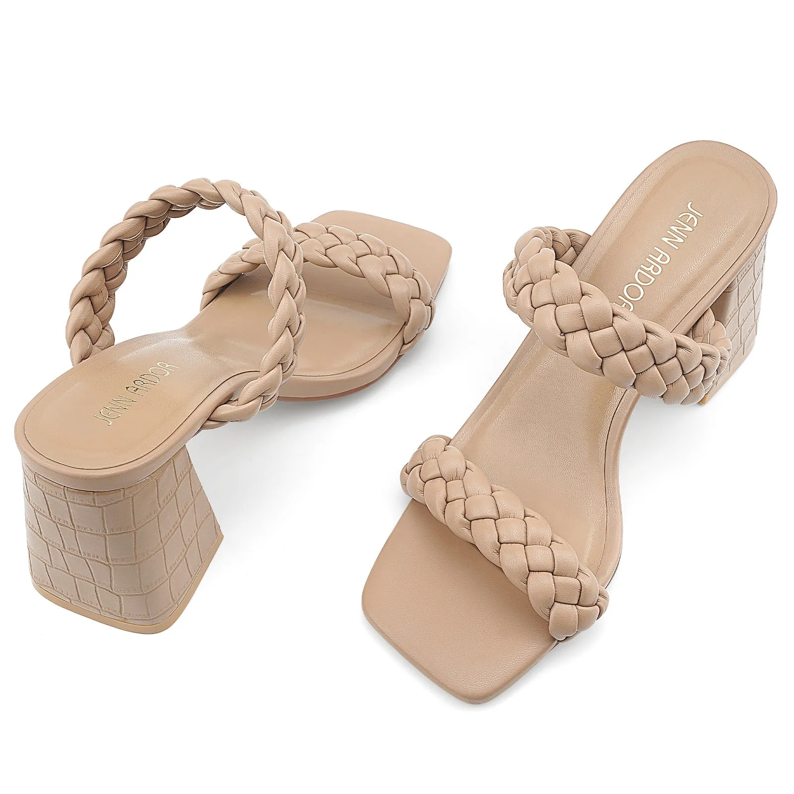 JENN ARDOR Women's Heeled Sandals Chunky Heel Square Toe