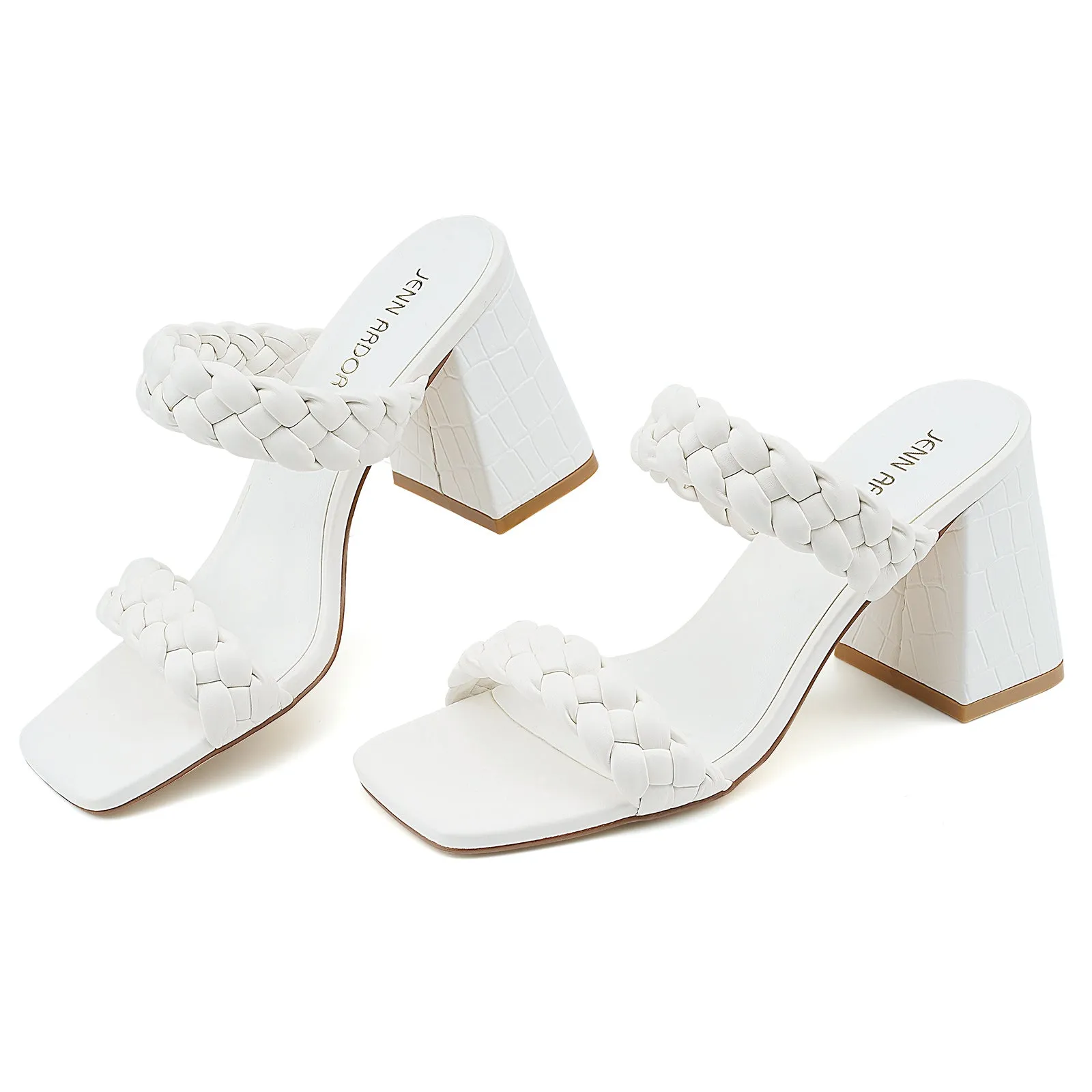 JENN ARDOR Women's Heeled Sandals Chunky Heel Square Toe