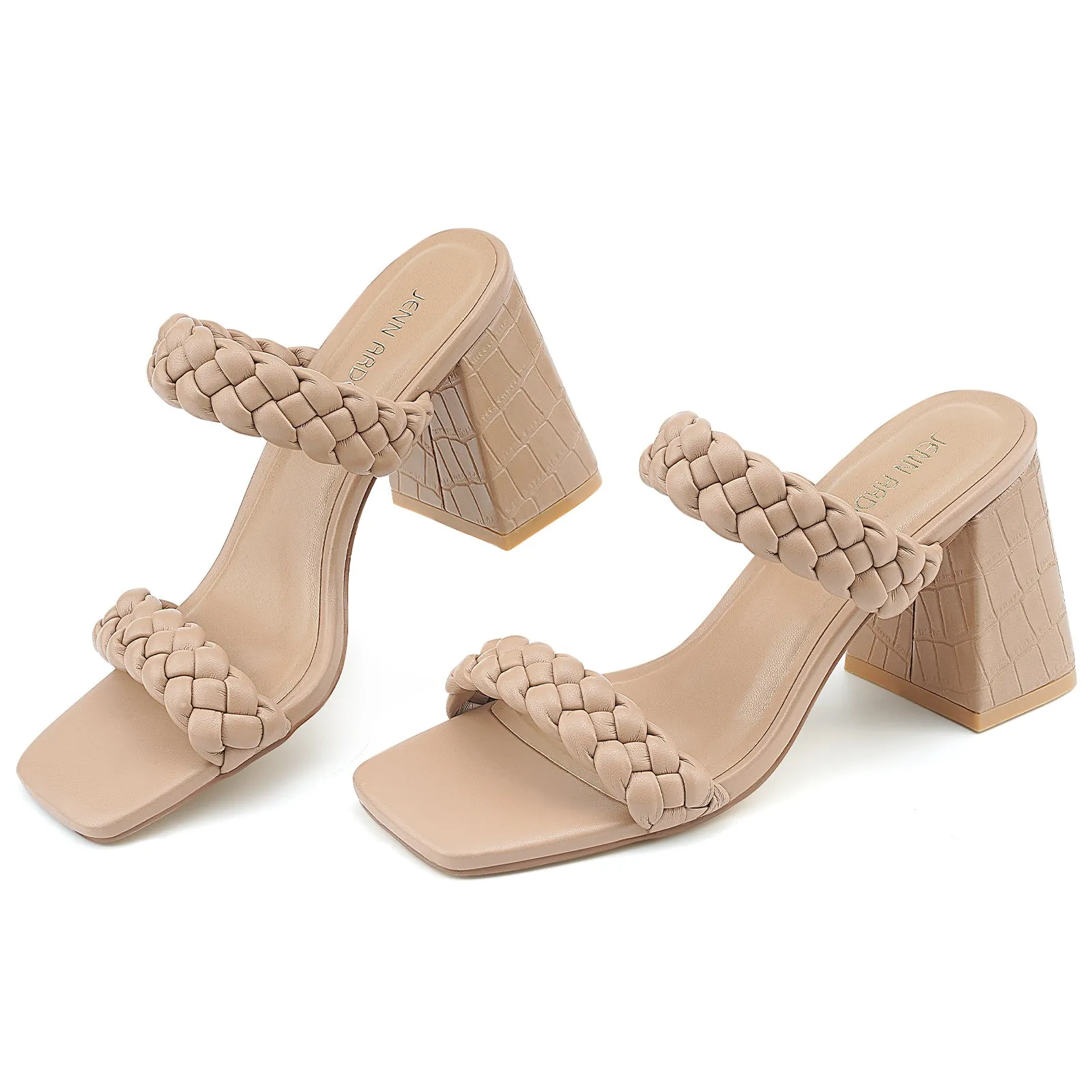 JENN ARDOR Women's Heeled Sandals Chunky Heel Square Toe