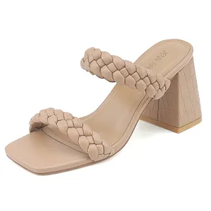 JENN ARDOR Women's Heeled Sandals Chunky Heel Square Toe
