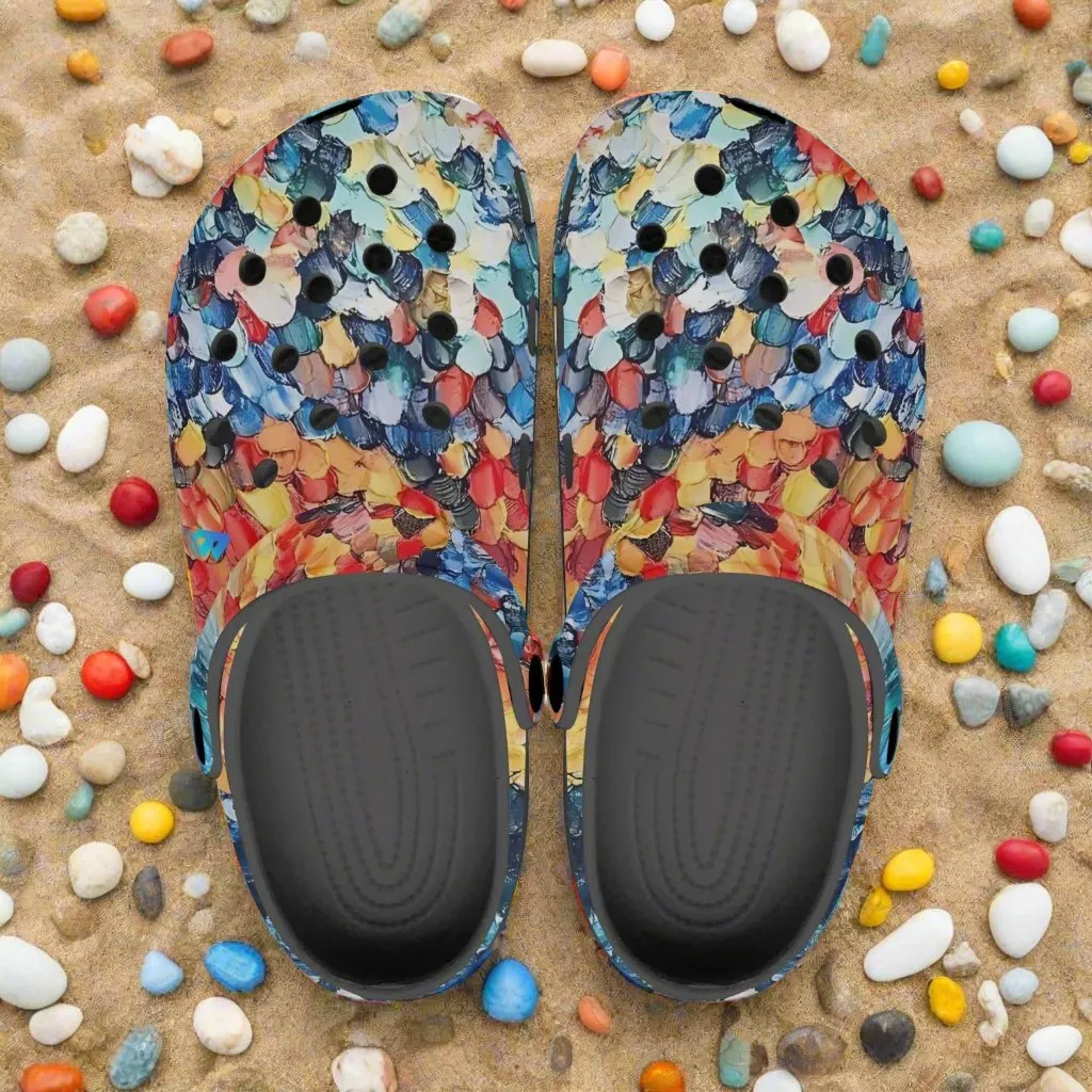 Jess Lewis Abstract Beach Oils Rok-Clogs