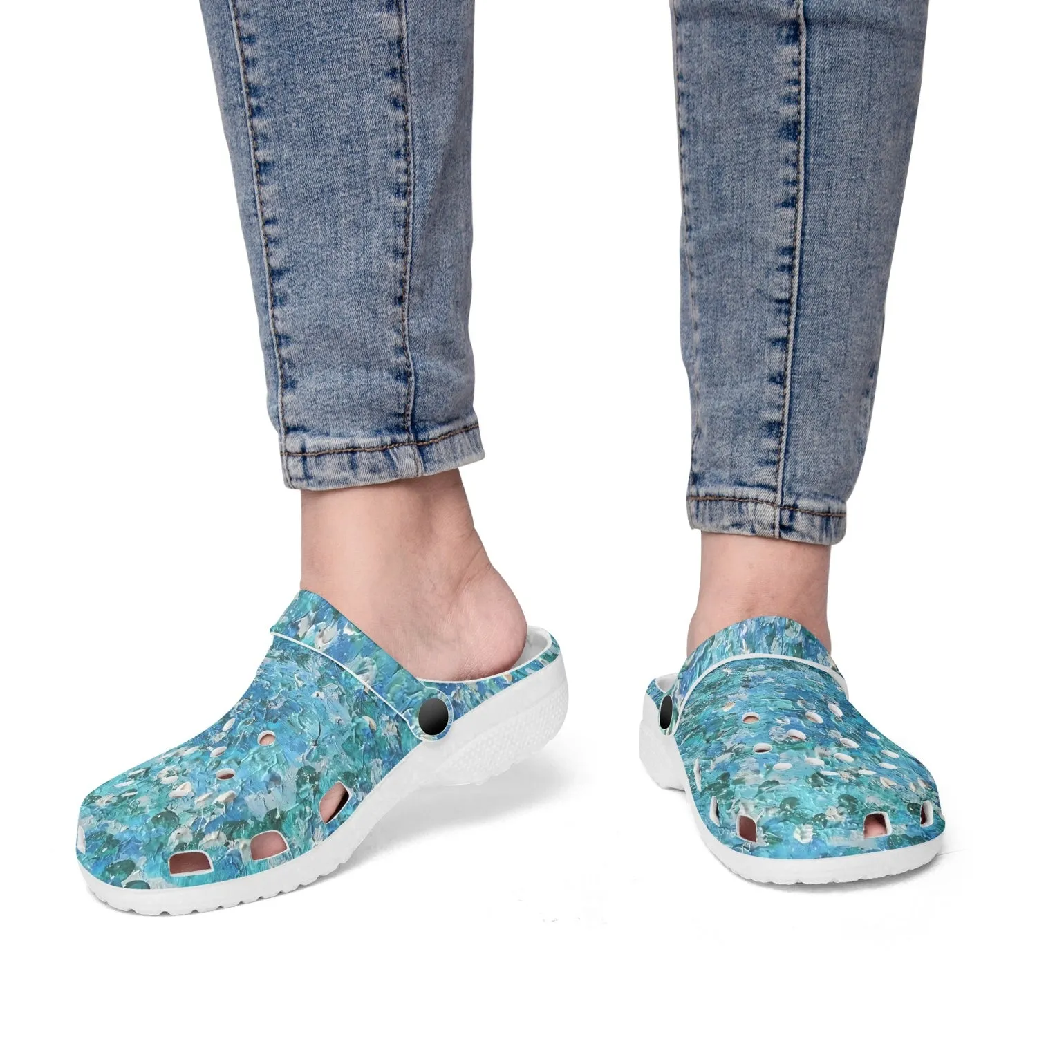 Jess Lewis Abstract Blues Rok-Clogs