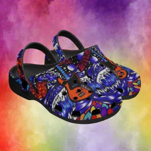 Jess Lewis Hand Drawn Jazz Ocean Rok-Clogs