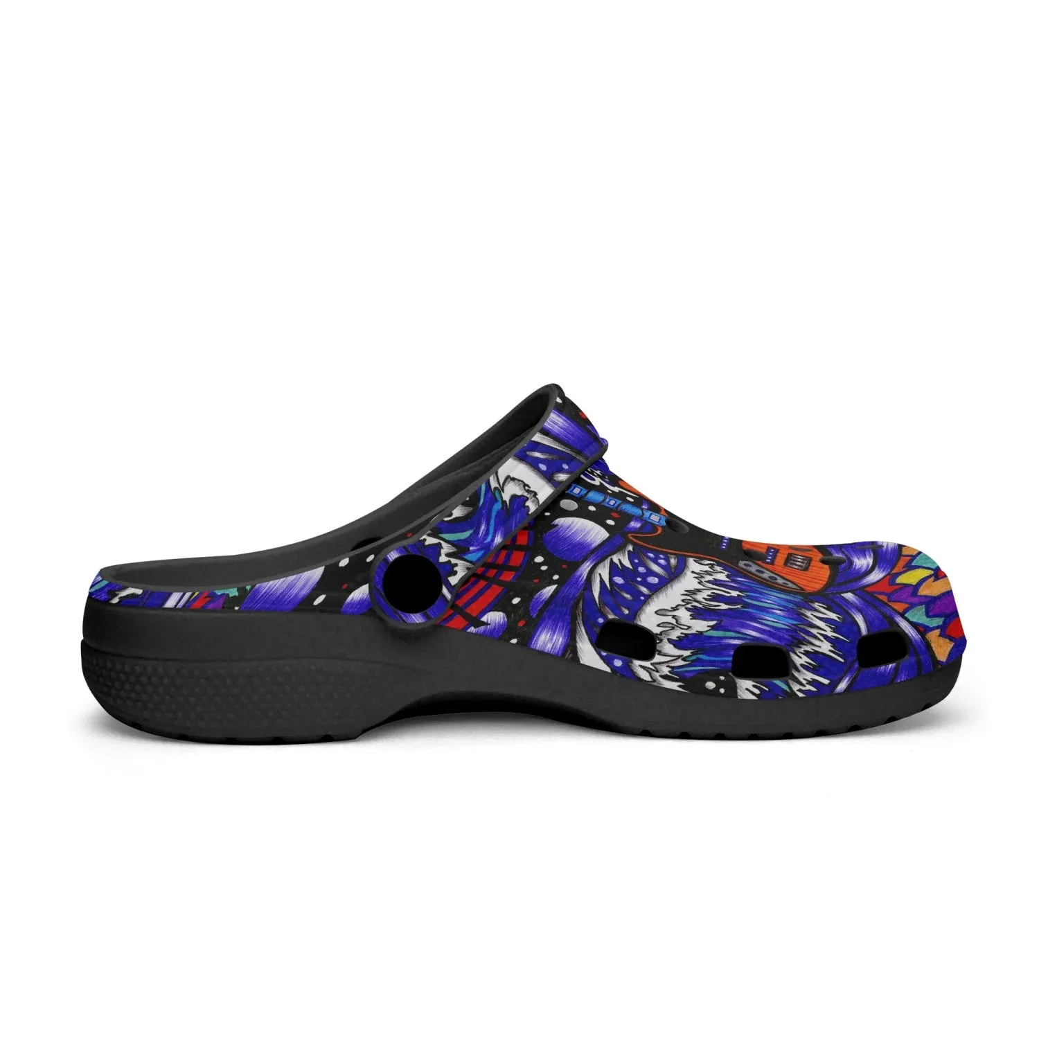 Jess Lewis Hand Drawn Jazz Ocean Rok-Clogs