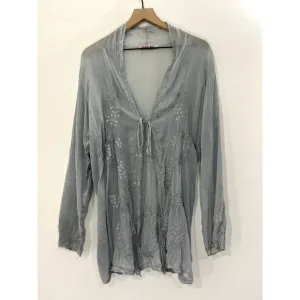 Johnny Was Women Embroidered Floral Cardigan L Boho Art Beach Cottagecore Fairy