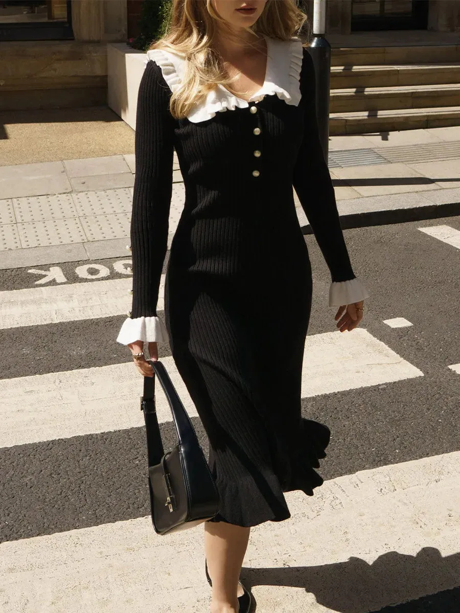 Korean Fashion V-Neck Long Skirt Dress