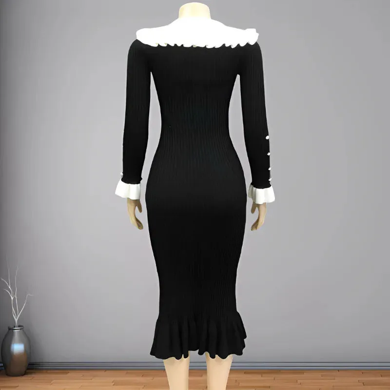 Korean Fashion V-Neck Long Skirt Dress