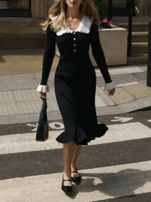 Korean Fashion V-Neck Long Skirt Dress