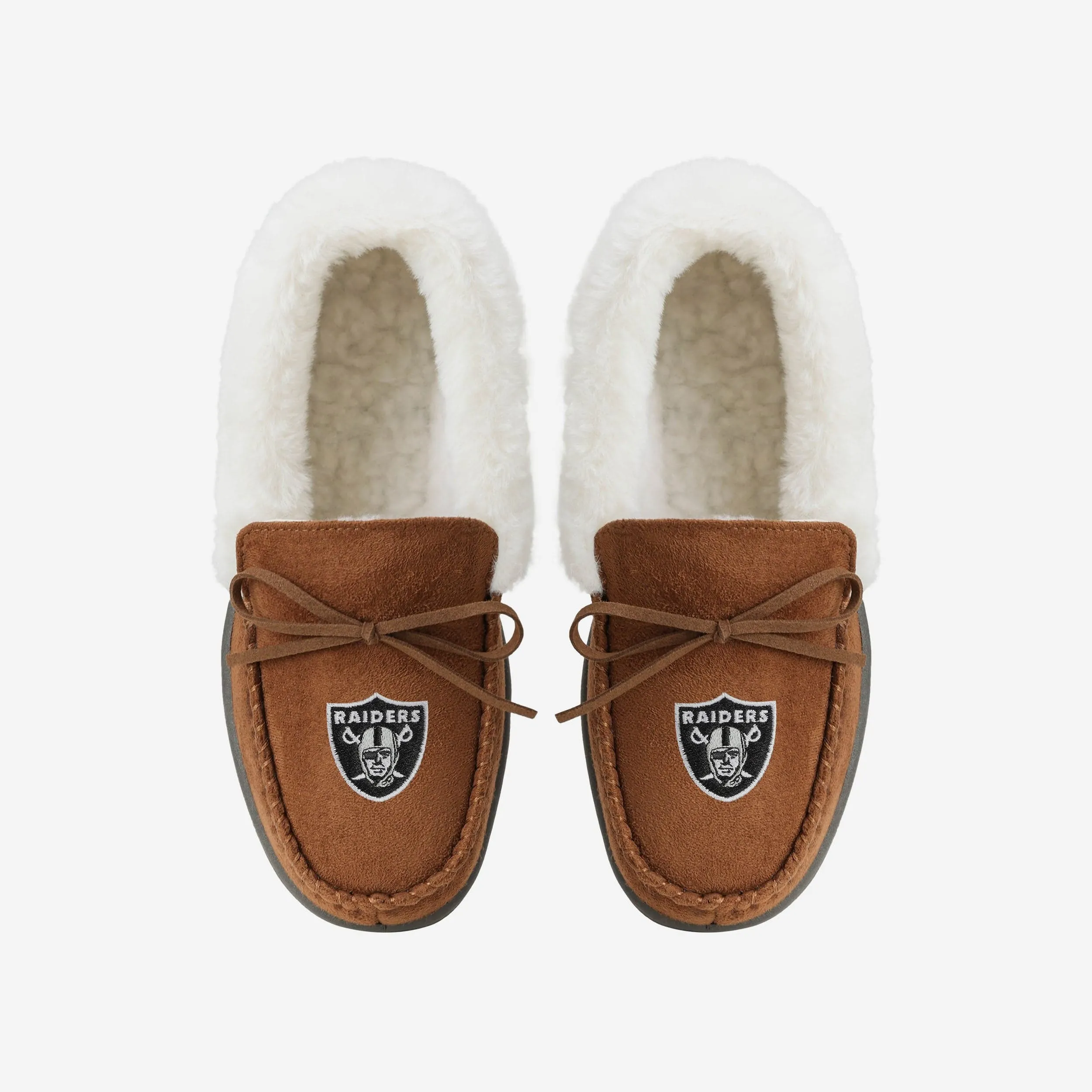 Las Vegas Raiders Womens Tan Moccasin Slipper