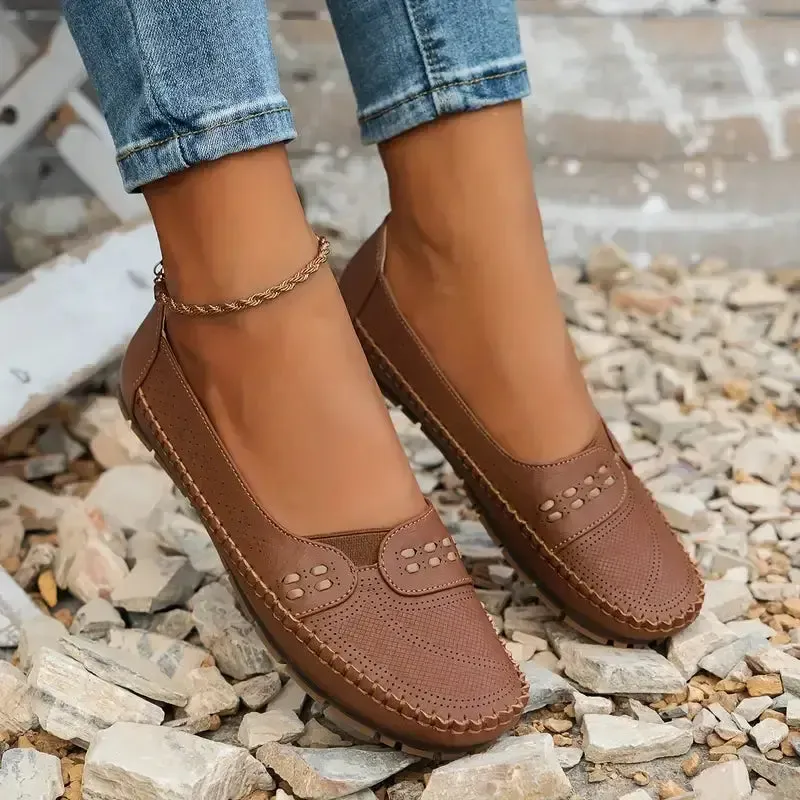Last Day Promotion 50% OFF - Women's Breathable Vintage Style Leather Loafers