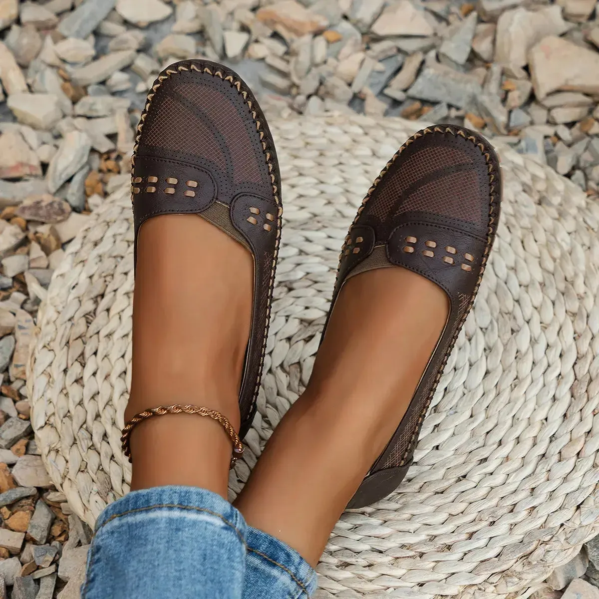 Last Day Promotion 50% OFF - Women's Breathable Vintage Style Leather Loafers