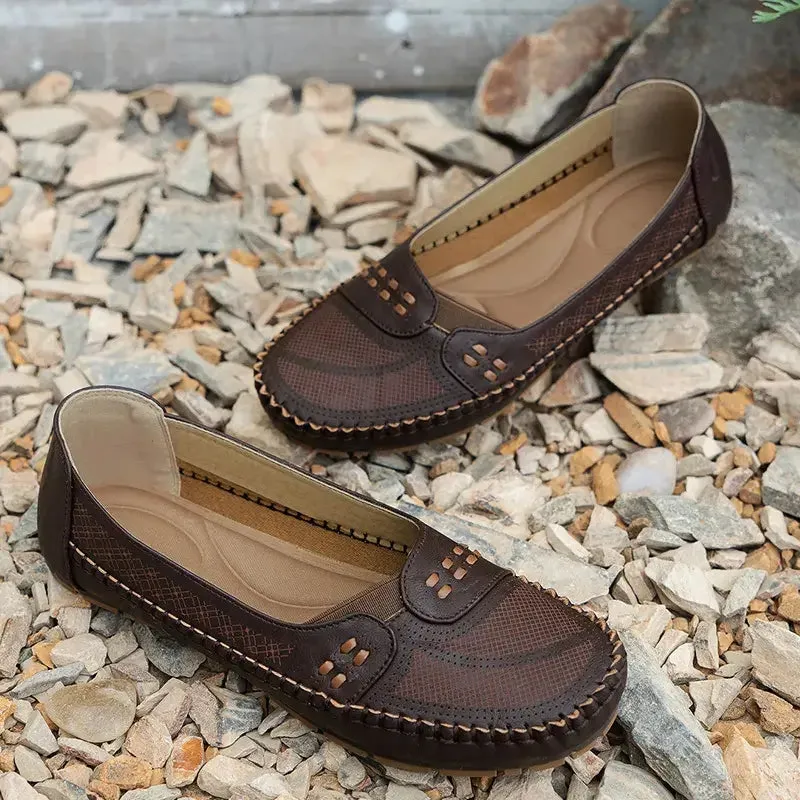 Last Day Promotion 50% OFF - Women's Breathable Vintage Style Leather Loafers