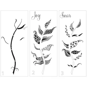 Layered Joy Feather - Slimline Stencil TCW6022