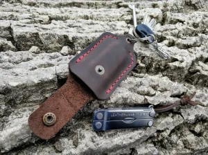 Leather Sheath Keychain for Leatherman Squirt PS4 or Micra