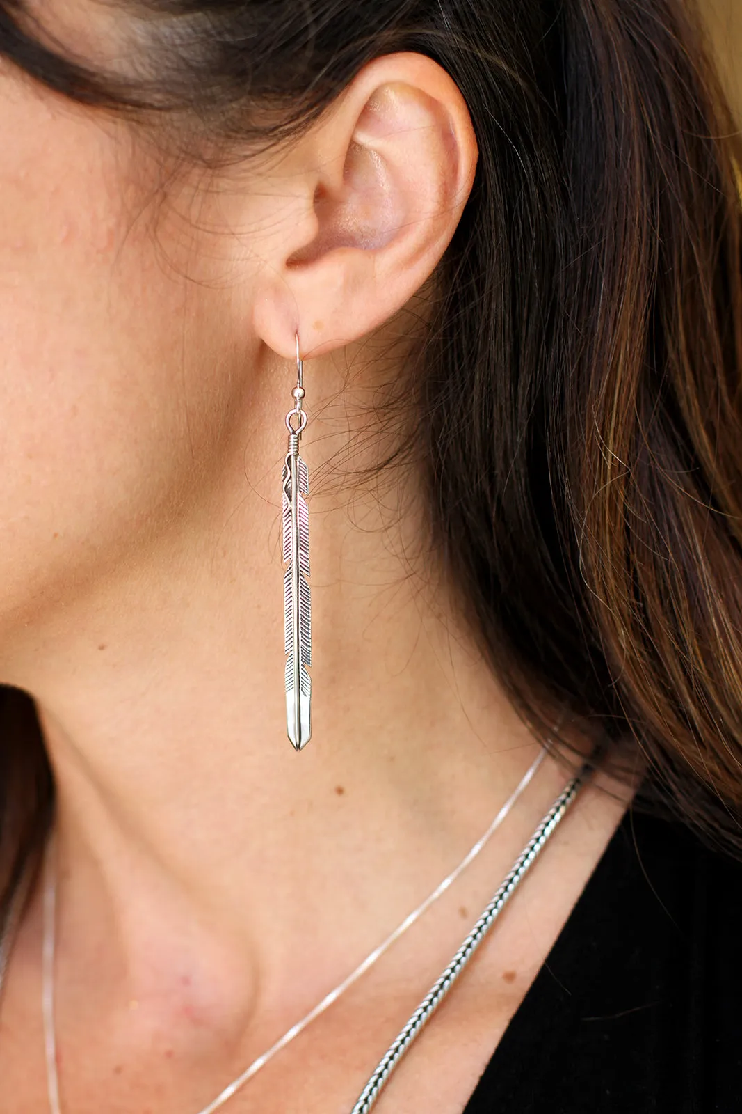 Long Navajo Feather Earrings