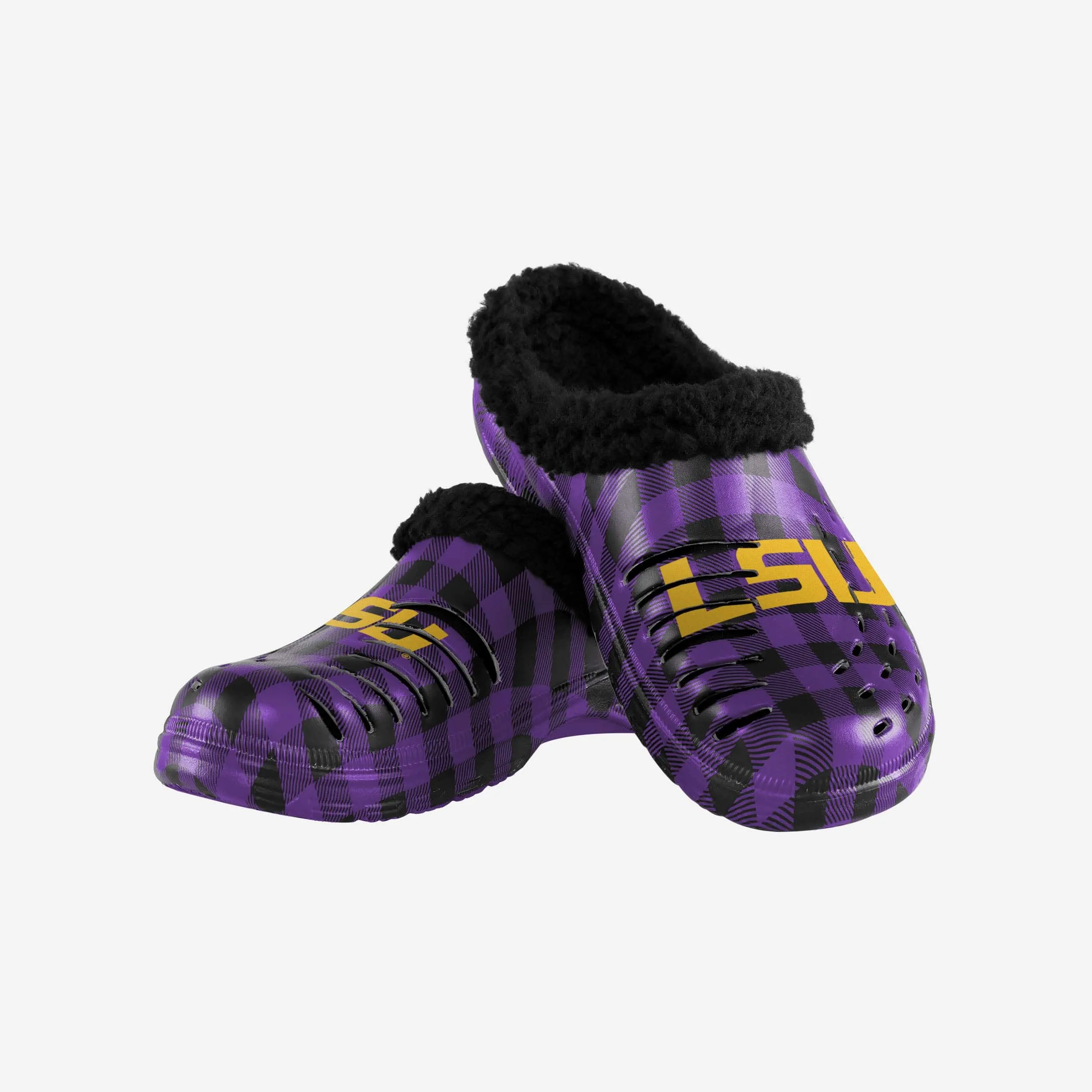 LSU Tigers Sherpa Lined Buffalo Check Clog