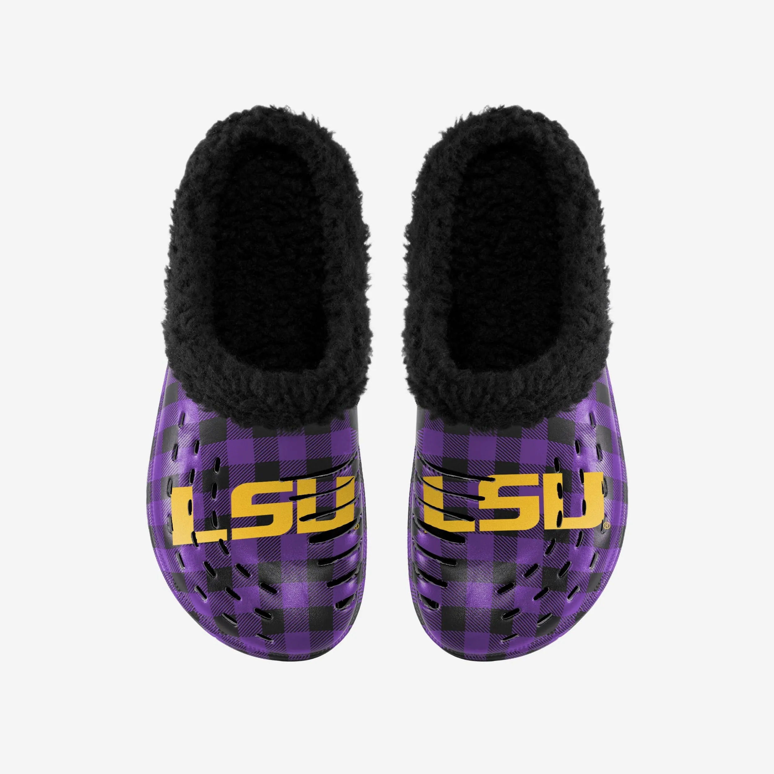 LSU Tigers Sherpa Lined Buffalo Check Clog