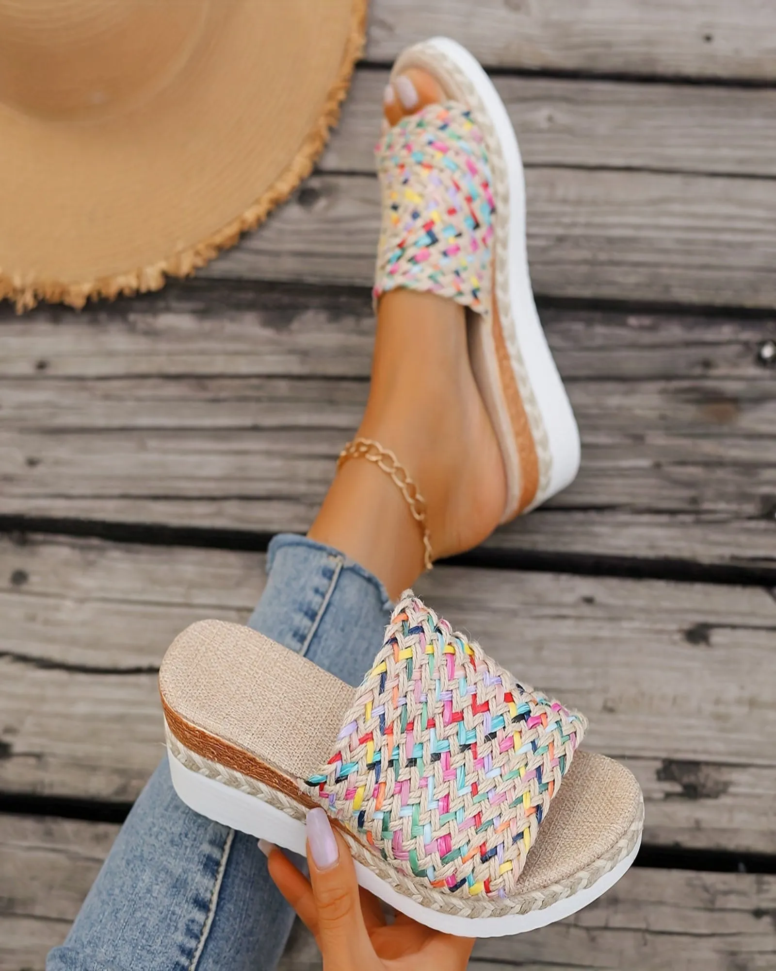 Luna – Chic Mid Heel Wedge Sandals with Soft Fabric Insole