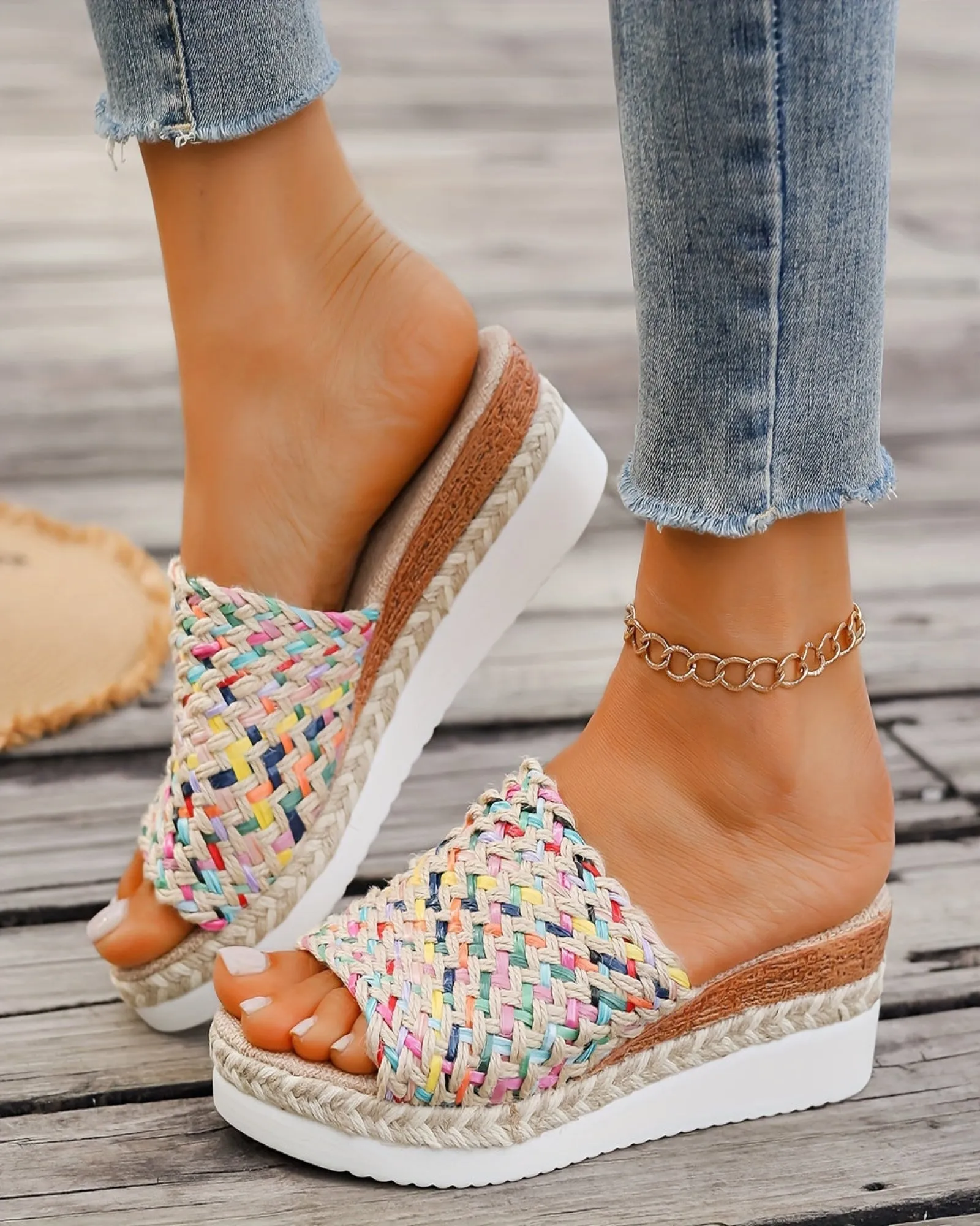 Luna – Chic Mid Heel Wedge Sandals with Soft Fabric Insole