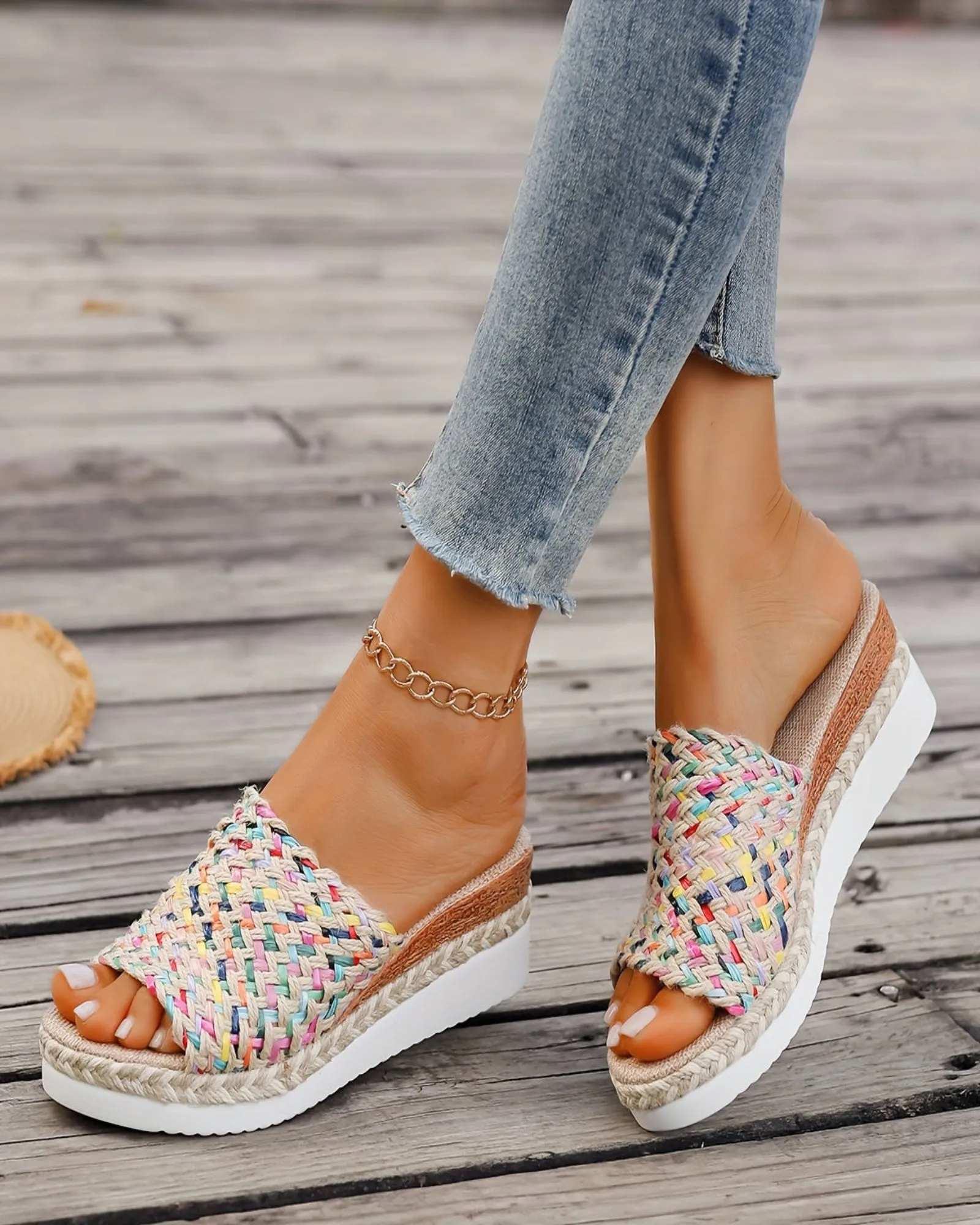 Luna – Chic Mid Heel Wedge Sandals with Soft Fabric Insole