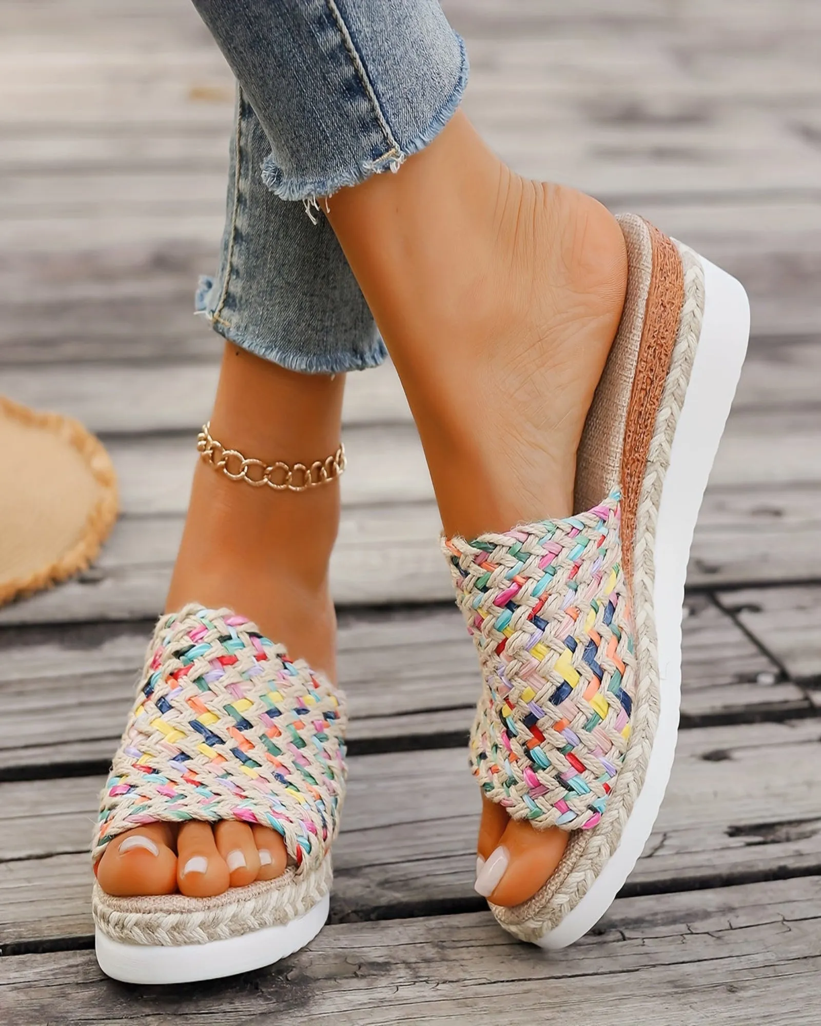 Luna – Chic Mid Heel Wedge Sandals with Soft Fabric Insole