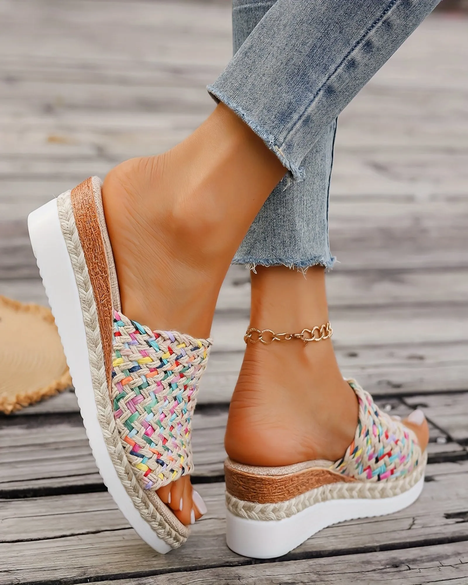 Luna – Chic Mid Heel Wedge Sandals with Soft Fabric Insole